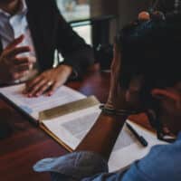 LawEnforcementOfficerInterrogatingCriminalsMaleWithHandcuffsInThe