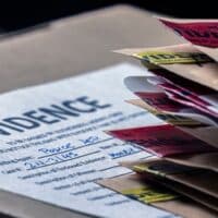 FilesAndEvidenceBagInACrimeLabConceptualImage